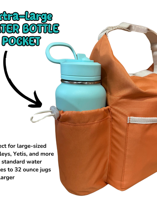 Load image into Gallery viewer, Thermal Tote with Bottle Pocket | easy carry-all bag, clip handle for convenient attachment
