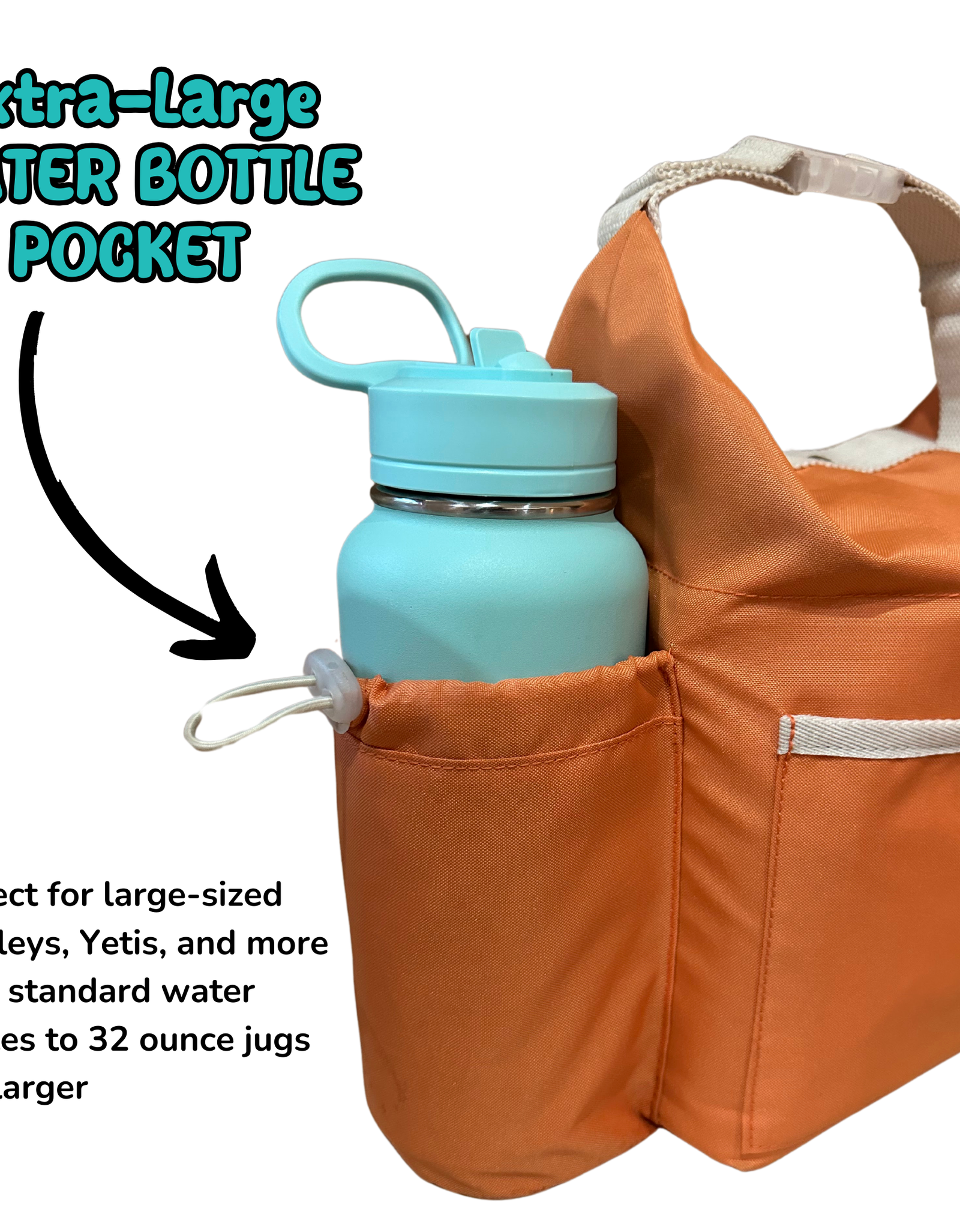 Thermal Tote with Bottle Pocket | easy carry-all bag, clip handle for convenient attachment
