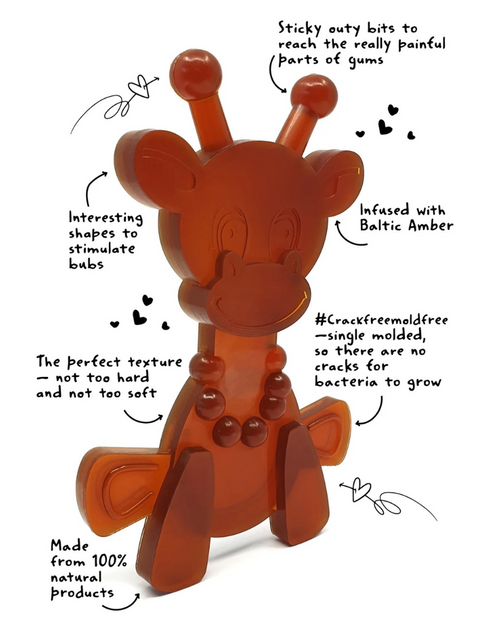 Load image into Gallery viewer, The Little Bamber - Natural Rubber &amp; Baltic Amber Teething Toy
