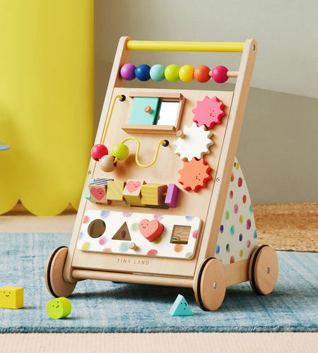 Tiny Land® Premium Natural Wooden Activity Walker