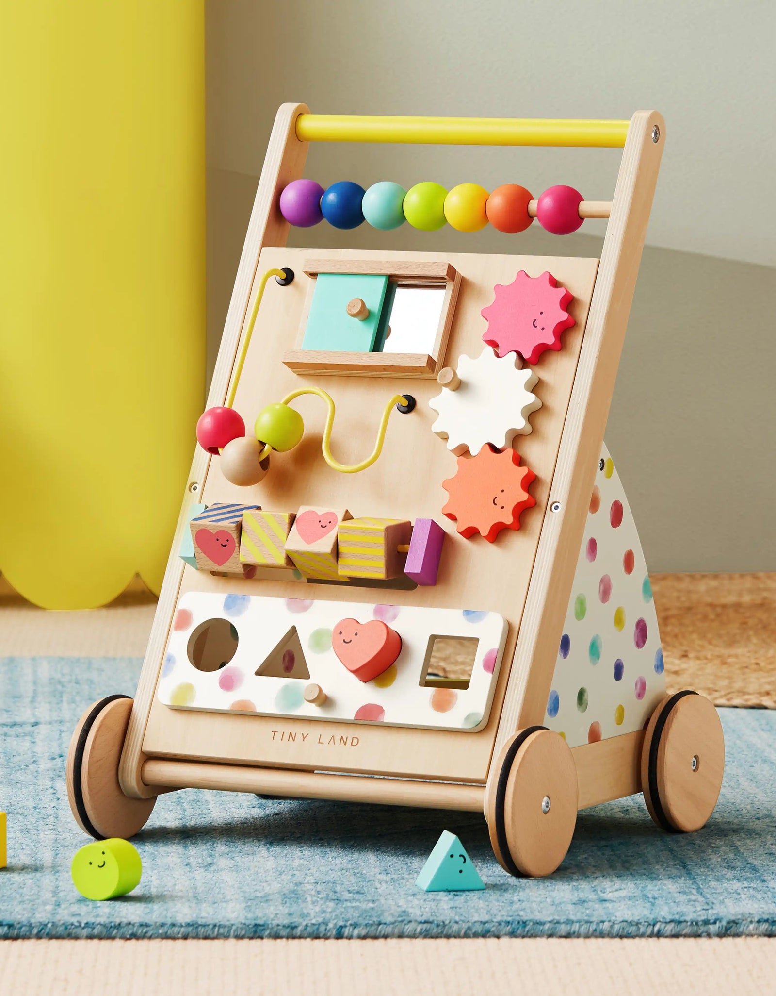 Tiny Land® Premium Natural Wooden Activity Walker