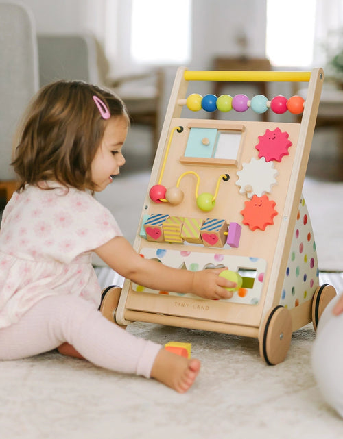 Load image into Gallery viewer, Tiny Land® Premium Natural Wooden Activity Walker
