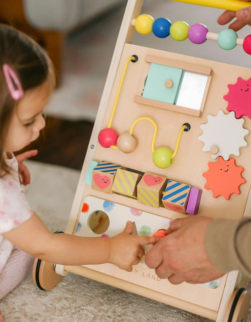 Load image into Gallery viewer, Tiny Land® Premium Natural Wooden Activity Walker
