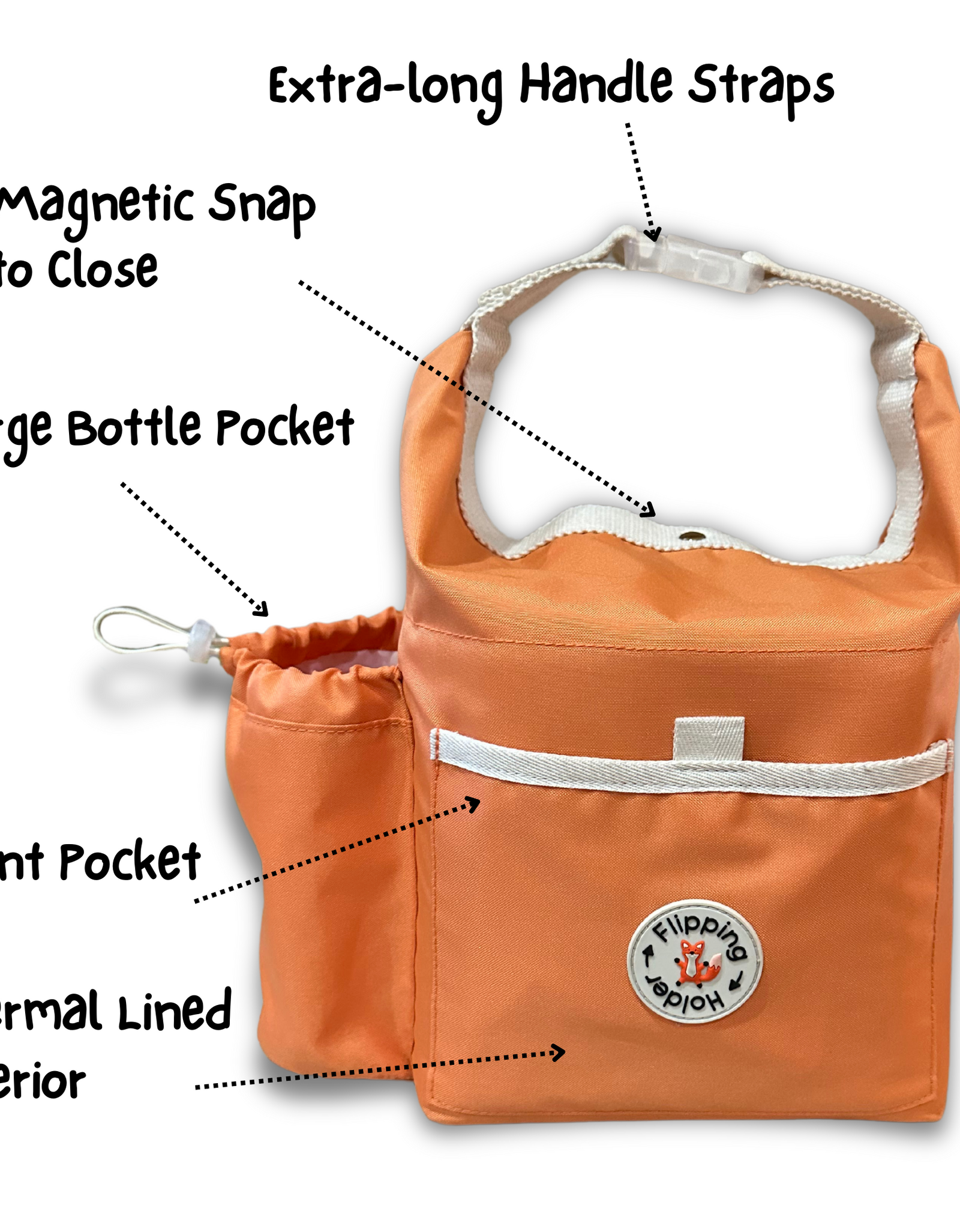 Thermal Tote with Bottle Pocket | easy carry-all bag, clip handle for convenient attachment