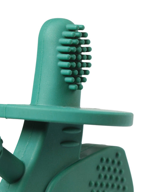 Load image into Gallery viewer, Dibly - Green - Baltic Amber &amp; Natural Rubber Dinosaur Teether with Toothbrush Tail
